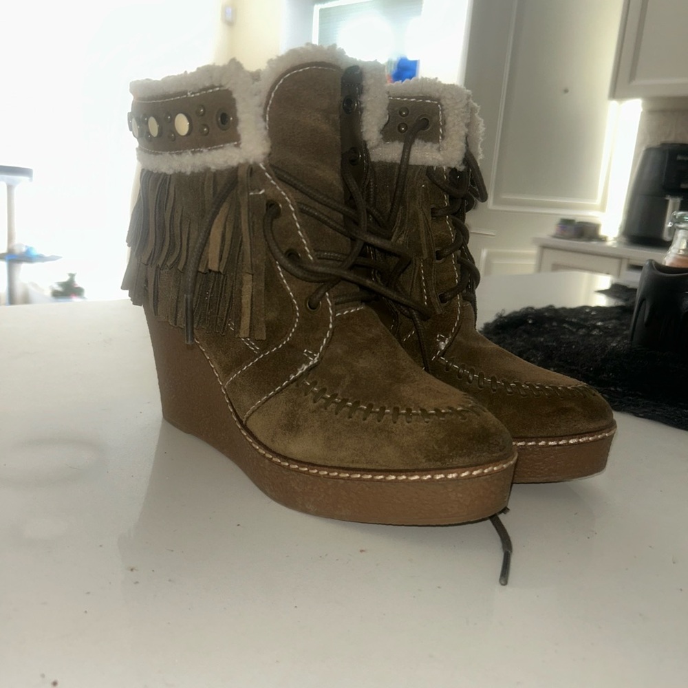 Sam Edelman Fringe Lace-Up Wedges